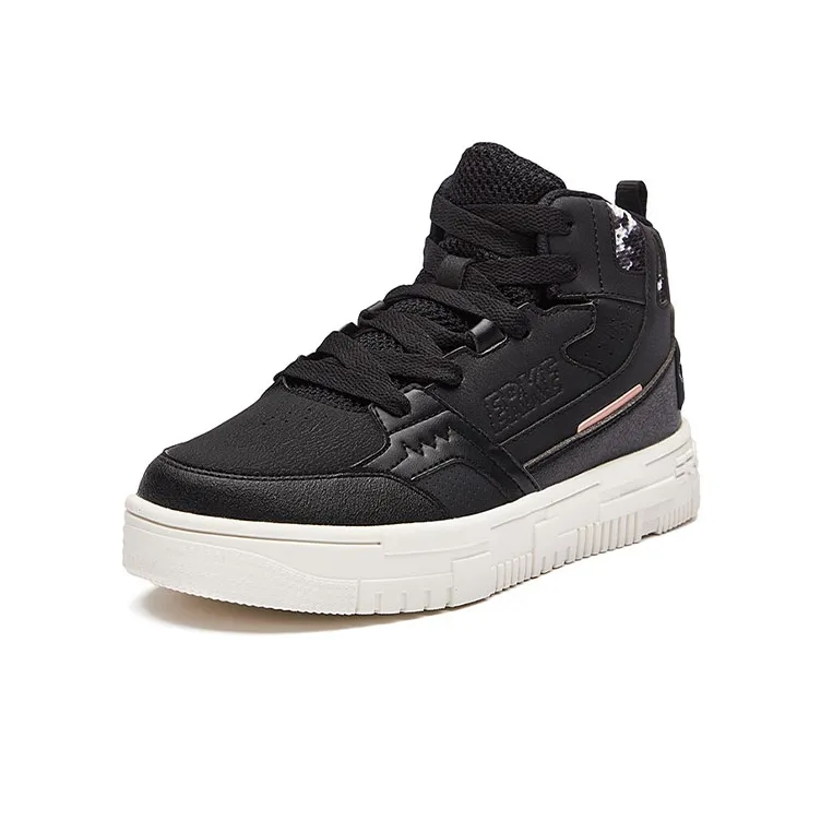 Erke Pact Series Skateboard Shoes Women's High Top Black/White-1