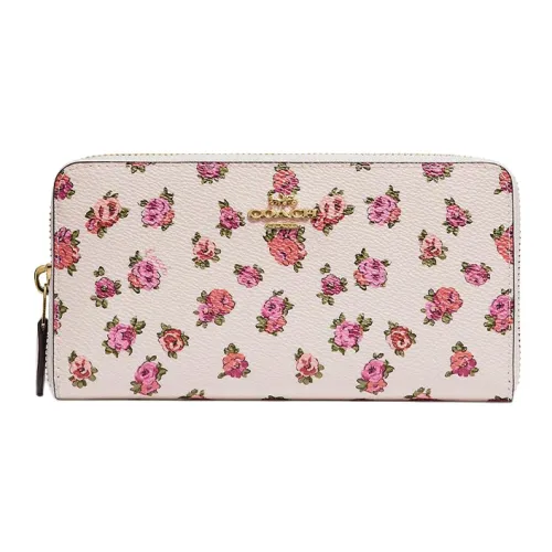 COACH Accordion Zip Canvas Wallet Small Size Women's White Pink