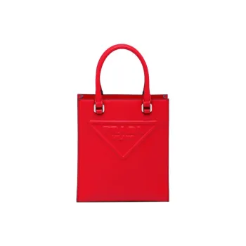 PRADA Leather Tote Bag, Shopping Bag, Handbag Women's Red