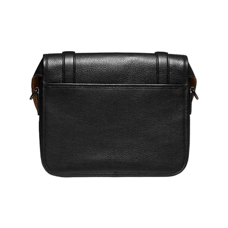 COACH Carriage Pebbled Cow Leather Messenger Bag Shoulder Bag Crossbody Bag Large Size Men's Black-2