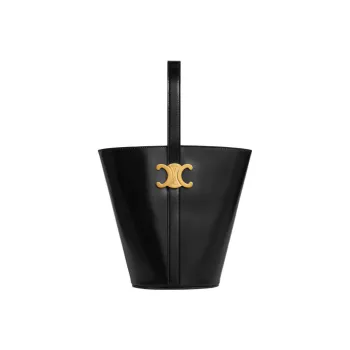 CELINE Triomphe Smooth Cow Leather Bucket Bag Portable Crossbody Bag Shoulder Bag Women's Black