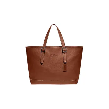 COACH Pebbled Leather Tote Bag Shopping Bag Shoulder Bag Handbag Large Size Women's Coffee