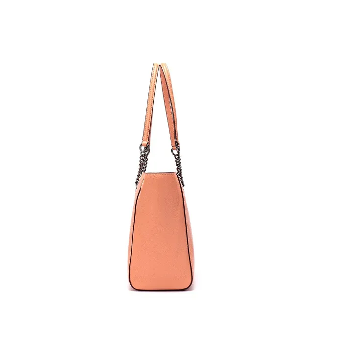 COACH Turnlock Leather Tote Bag, Shopping Bag, Shoulder Bag Large Size Women's Orange-3