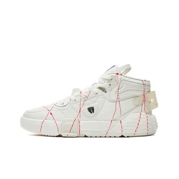 Erke Extra Stretch Abrasion Resistant Mid Top Skateboard Shoes Men's White Red