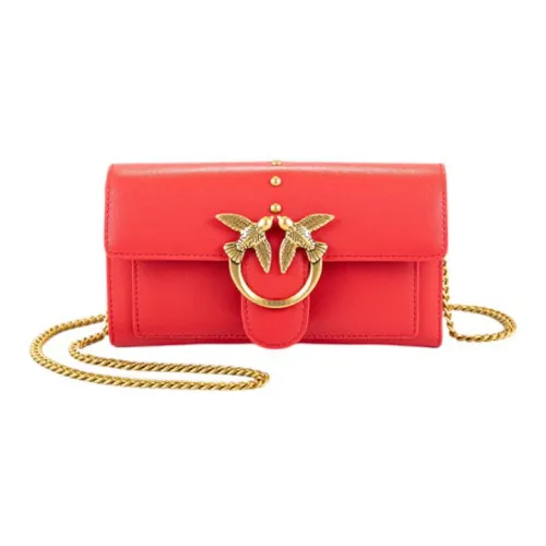 PINKO SIMPLY Cow Leather Swift Bag Wallet Crossbody Bag Shoulder Bag Women's Red