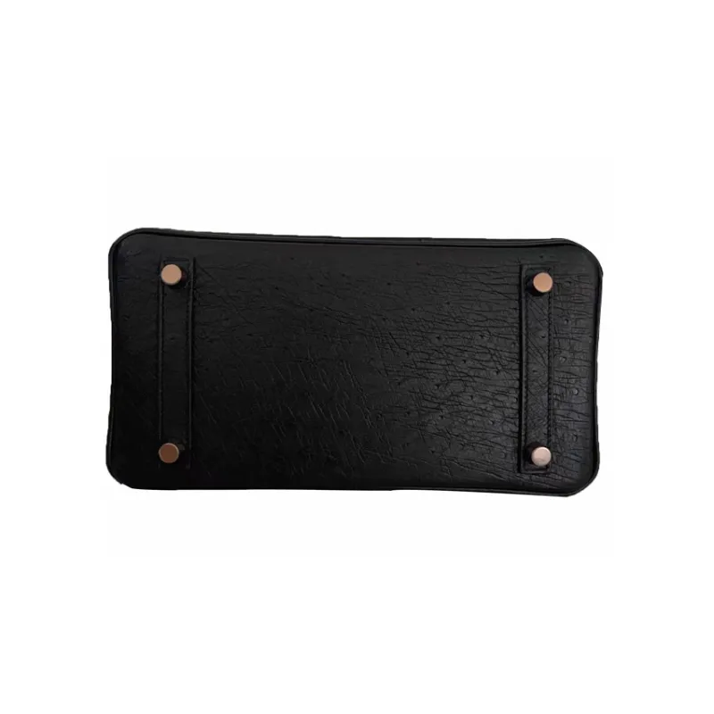 HERMES Birkin Ostrich Leather Birkin Bag Handbags Women's Noir Black-3