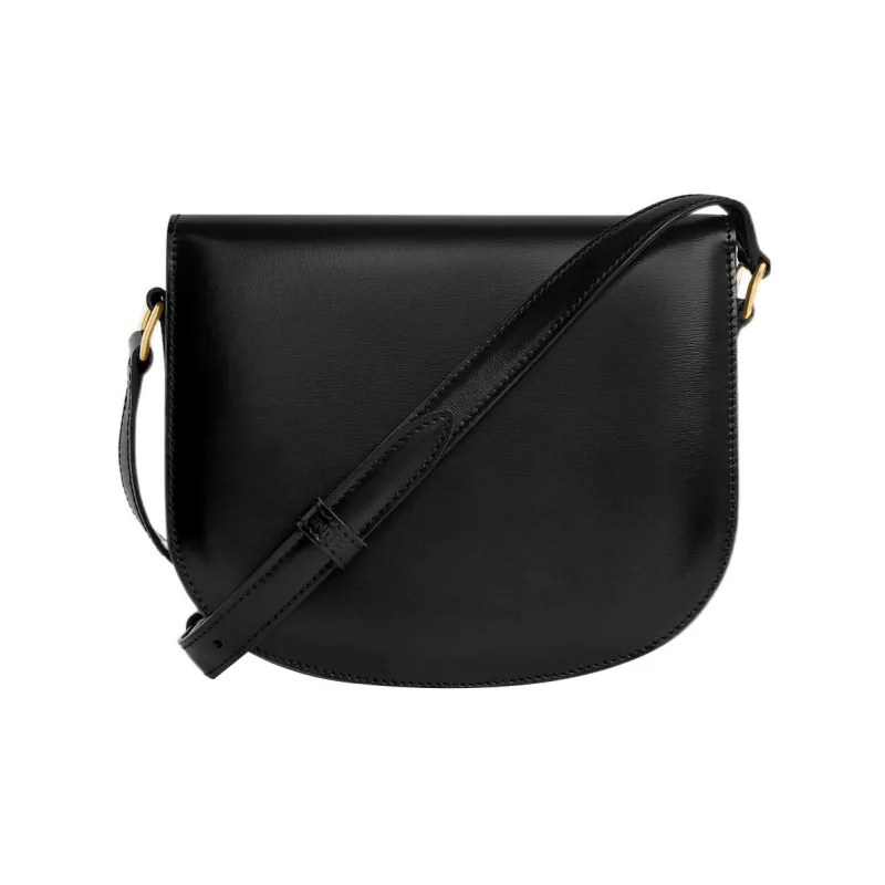 CELINE Besace Shiny Cow Leather Crossbody Bag Shoulder Bag Women's Black-2