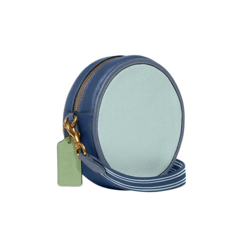 COACH Kia Cow Leather Small Round Bag Shoulder Bag Crossbody Bag Small Size Women's Lake Water Blue & Multicolor-2