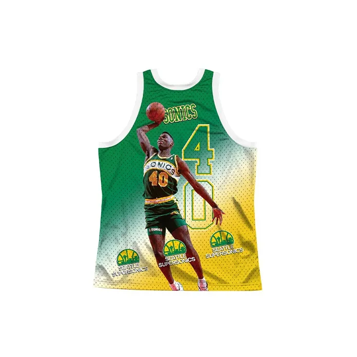 Mitchell Ness Basketball Jerseys Unisex Yellow Green-1