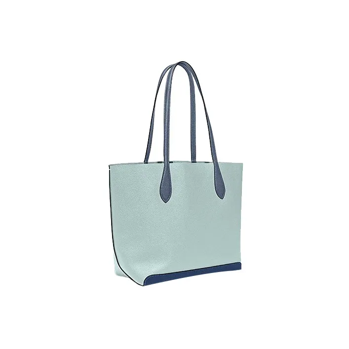 COACH Kia Cow Leather Tote Bag Shopping Bag Handbag Shoulder Bag Women's Lake Blue & Multicolor-1