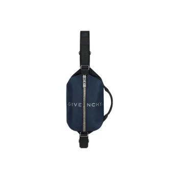 GIVENCHY G-Zip Leather Crossbody Bag Handbag Sling Bag Fanny Pack Men's Navy