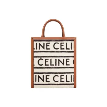 CELINE Cabas Cowhide Leather Tote Bag Shopping Bag Shoulder Bags Handbags Regular Women's White/Black