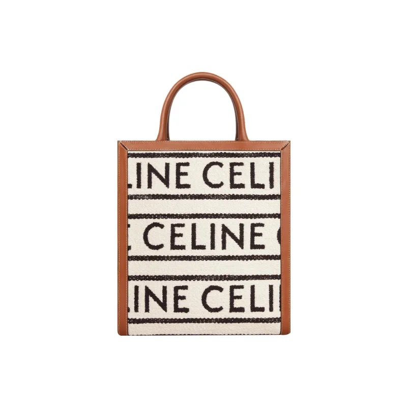 CELINE Cabas Cowhide Leather Tote Bag Shopping Bag Shoulder Bags Handbags Regular Women's White/Black-0