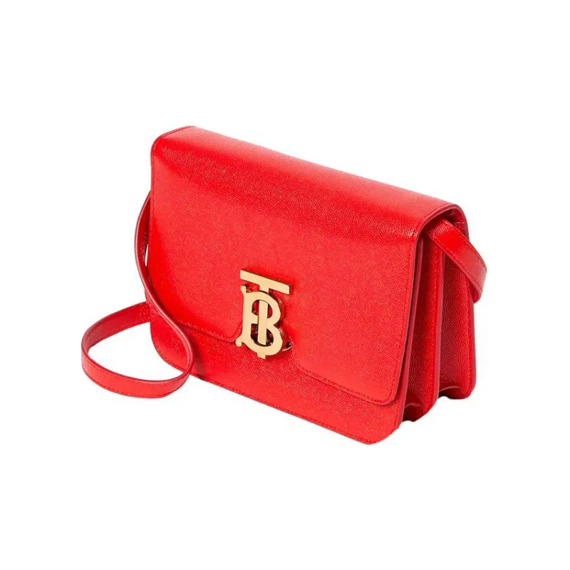 Burberry Small Tb Monogram Grainy Leather Shoulder Bag 'Bright Red'-1