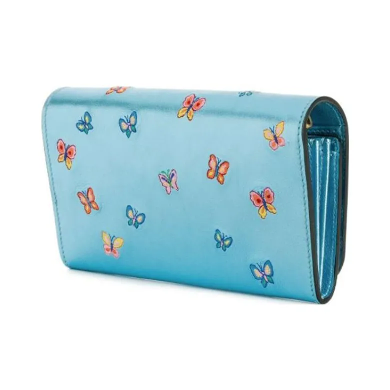 MOSCHINO Leather Wallet Women's Light Blue-1