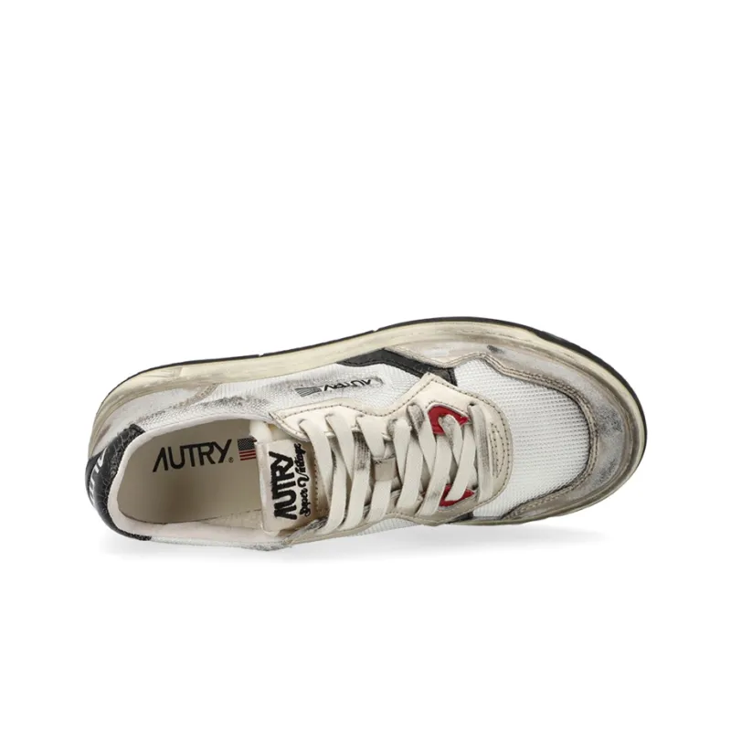 AUTRY Low Super Vintage Mesh Sneakers 'White Black' Women's-2