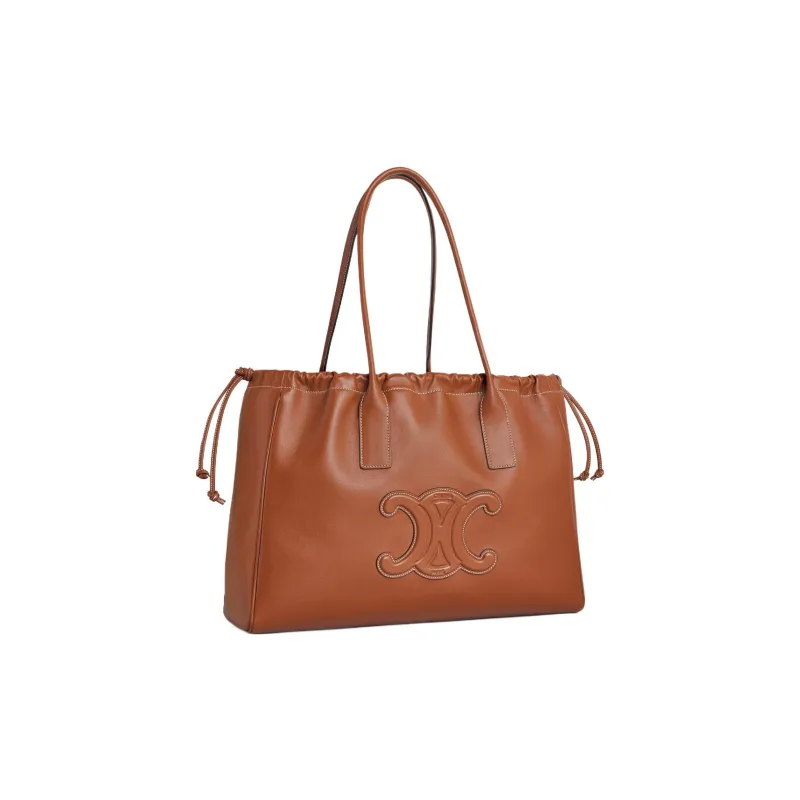 CELINE Cabas Smooth Cow Leather Tote Bag Shopping Bag Shoulder Bag Handbag Women's Tawny-1