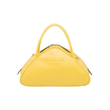 PRADA Triangle Leather Handbag Shoulder Bag Crossbody Bag Women's Sunlight Yellow