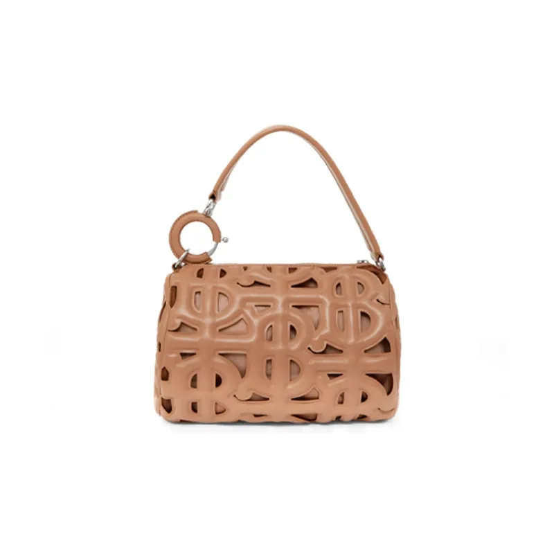 Burberry Quilting Lambskin Rhombi Shoulder Bag Women's Brown-4