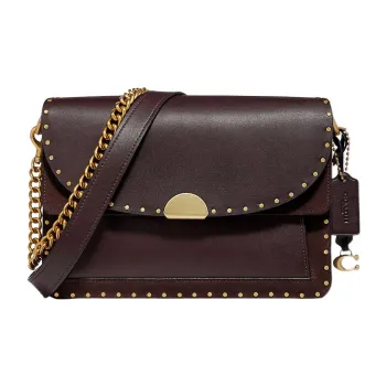 COACH Dreamer Suede Patchwork Buffalo Leather Shoulder Bag Crossbody Bag Medium Size Women's Ox Blood Color