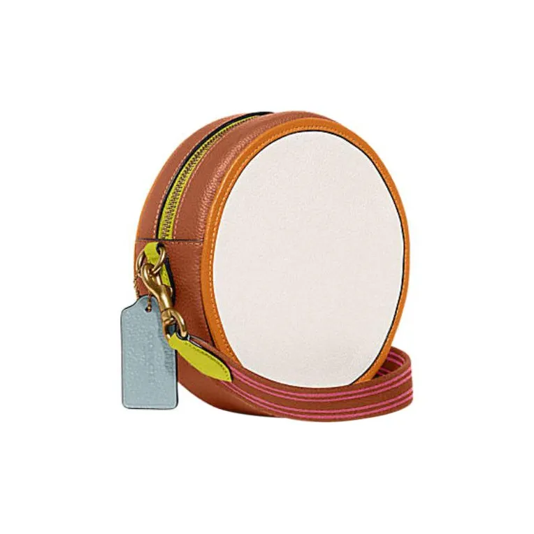 COACH Kia Cow Leather Small Round Bag, Shoulder Bag, Crossbody Bag Trumpets Women's Chalk Multicolor-2
