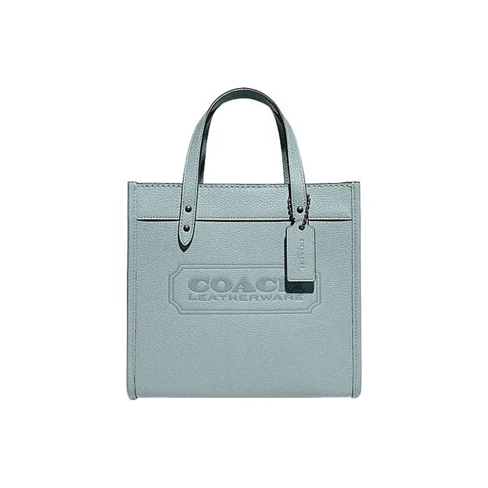 COACH Field Cow Leather Tote Bag Shopping Bag Handbag Shoulder Bag Crossbody Bag Small Size Women's Lake Blue Color-0
