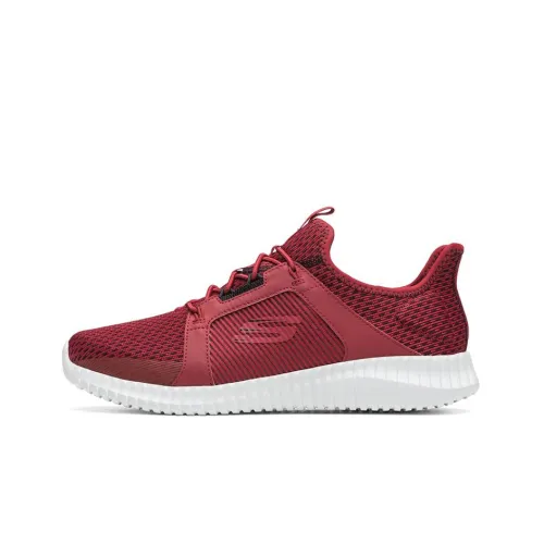 Skechers Elite Flex Casual Shoes Men Low-Top Deep Red