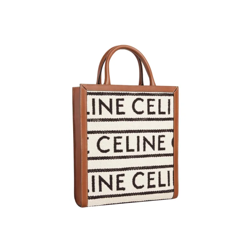 CELINE Cabas Cowhide Leather Tote Bag Shopping Bag Shoulder Bags Handbags Regular Women's White/Black-2