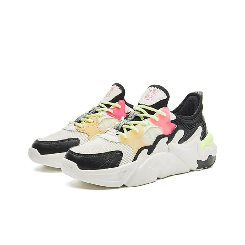 Erke Mu Yu Low Top Casual Shoes Women's Black Peach Pink-1