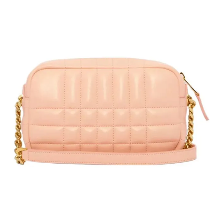 Burberry Lola Bag Lambskin Camera Bag, Handheld Shoulder Bag, Crossbody Bag Mini Women's Peach Pink-2