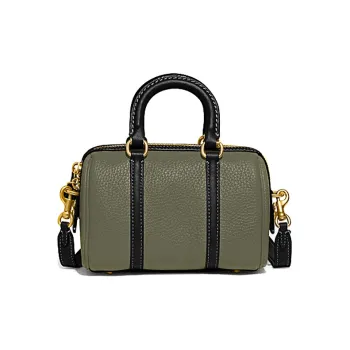 COACH Ruby Cow Leather Handbag, Shoulder Bag, Crossbody Bag Trumpets Women's Army Green & Black