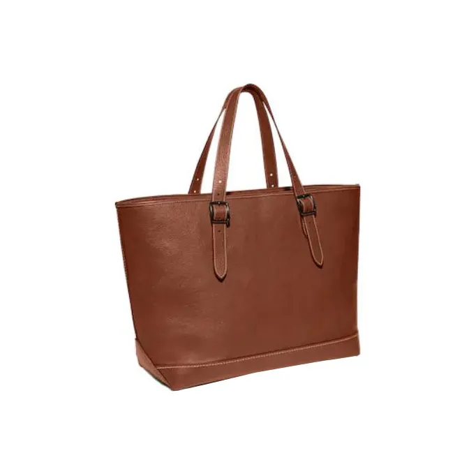 COACH Pebbled Leather Tote Bag Shopping Bag Shoulder Bag Handbag Large Size Women's Coffee-1