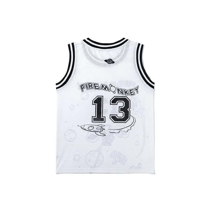FireMonkey Basketball Jerseys Unisex White-30