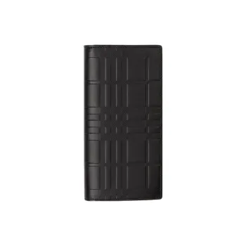 Burberry Leather Long Money Clip Card Holder Card Clip Wallet Men's Black
