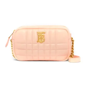 Burberry Lola Bag Lambskin Camera Bag, Handheld Shoulder Bag, Crossbody Bag Mini Women's Peach Pink