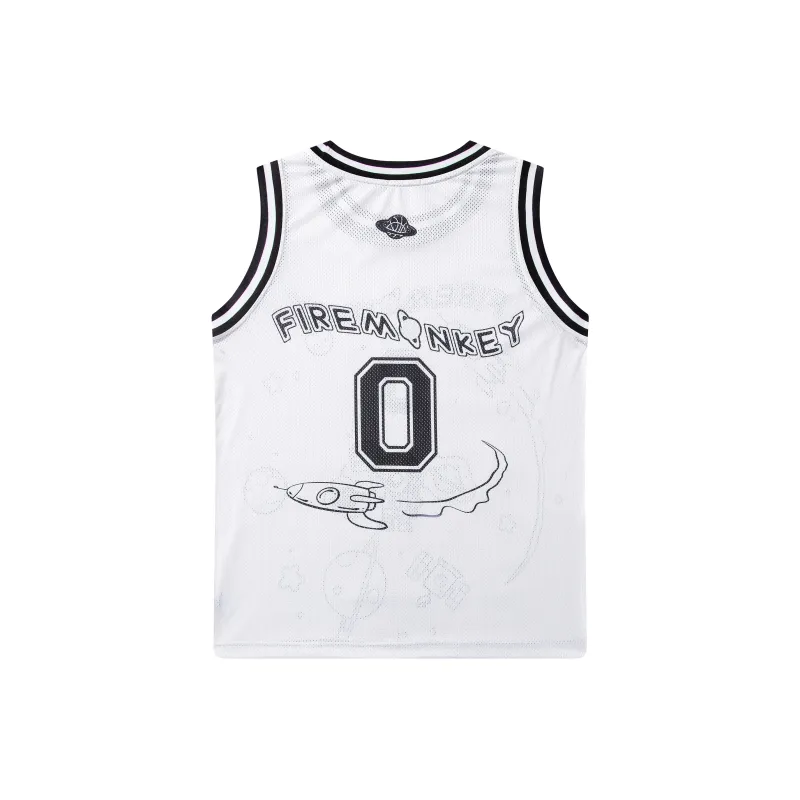 FireMonkey Basketball Jerseys Unisex White-18