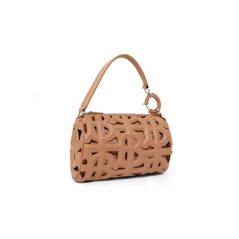 Burberry Quilting Lambskin Rhombi Shoulder Bag Women's Brown-3