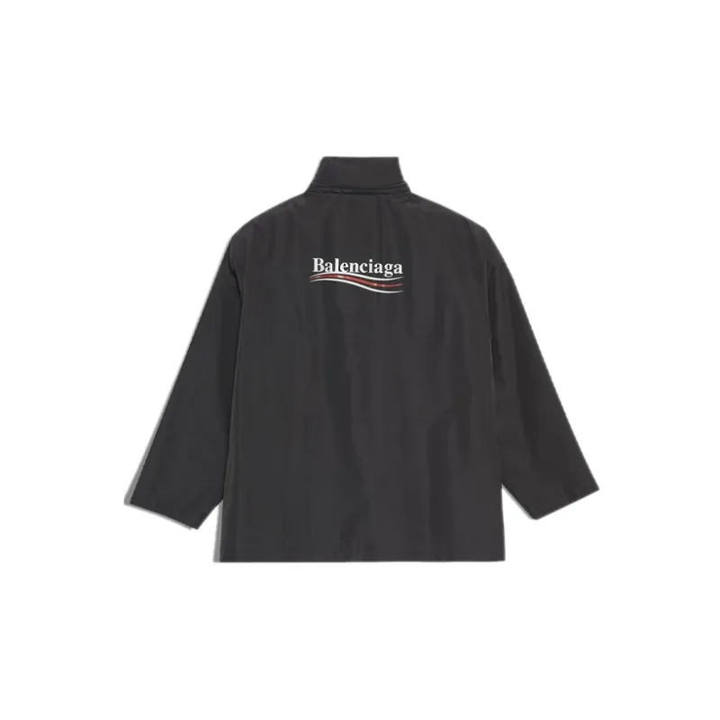 Balenciaga Waterproof And Windproof Windbreaker Jacket Men's Black Loose Fit Style-1