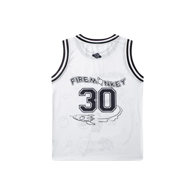 FireMonkey Basketball Jerseys Unisex White-6