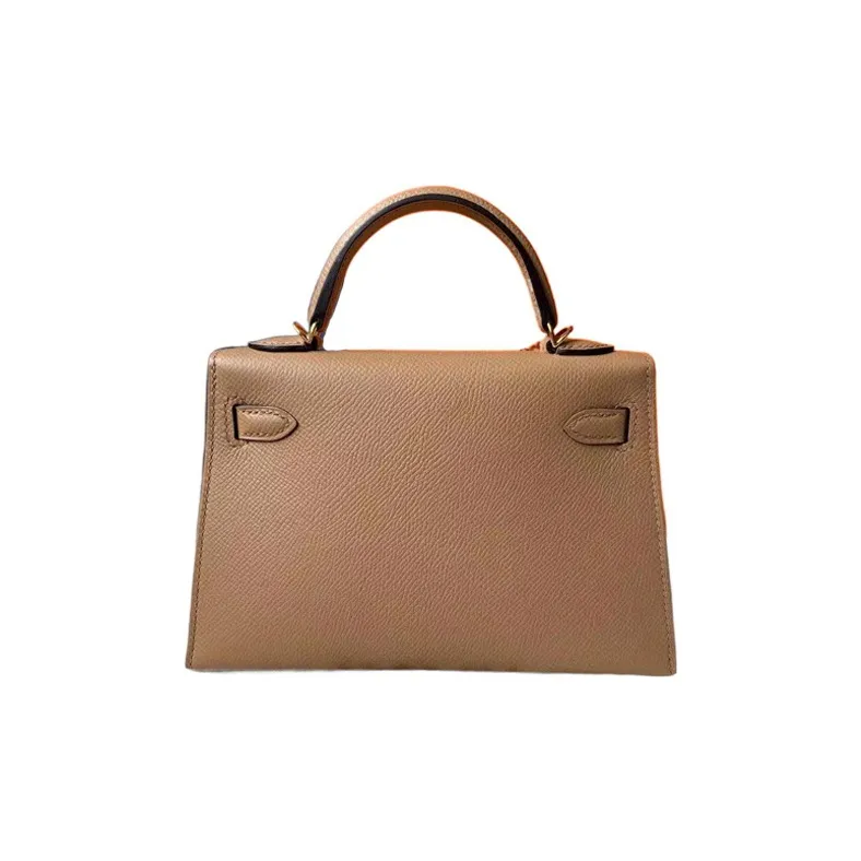 HERMES Mini Kelly 2nd Generation Epsom Leather Kelly Bag One Shoulder Handbags Mini Women's 0M Milk Tea Beige-1