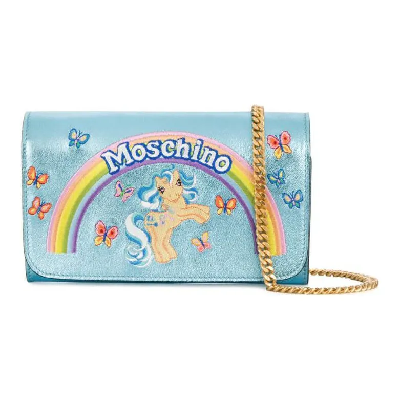 MOSCHINO Leather Wallet Women's Light Blue-0