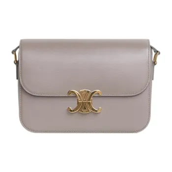 CELINE Triomphe Cow Leather Handbag Crossbody Bag Shoulder Bag Women's Elephant Gray