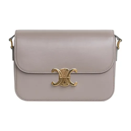 CELINE bolero Cow Leather Handbag Crossbody Bag Shoulder Bag Women's Elephant Gray