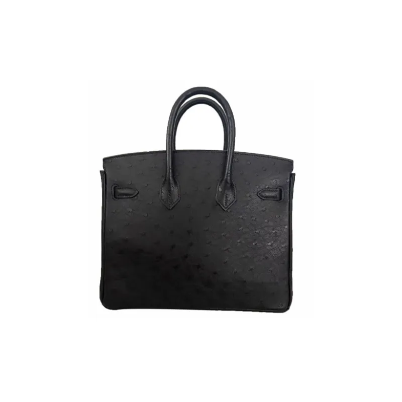 HERMES Birkin Ostrich Leather Birkin Bag Handbags Women's Noir Black-2