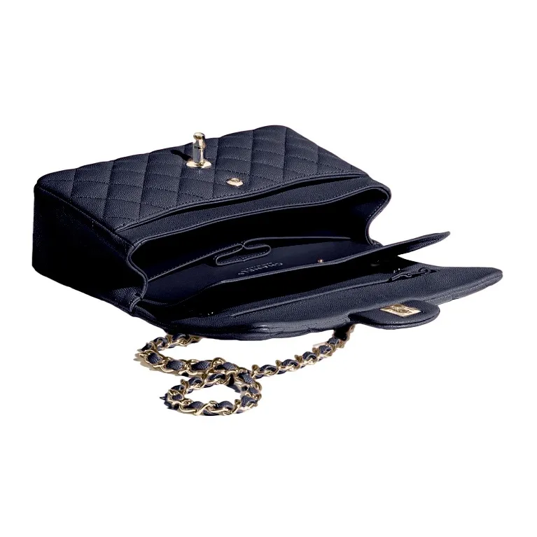 CHANEL Classic Flap CF Calfskin Chain Bag, Shoulder Bag Women's Dark Blue-1