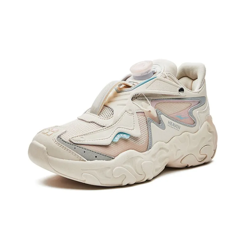 Erke Casual Shoes Women's Low Top Eggnog Gray/Apricot Blossom Pink-1