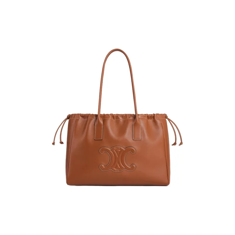CELINE Cabas Smooth Cow Leather Tote Bag Shopping Bag Shoulder Bag Handbag Women's Tawny-0