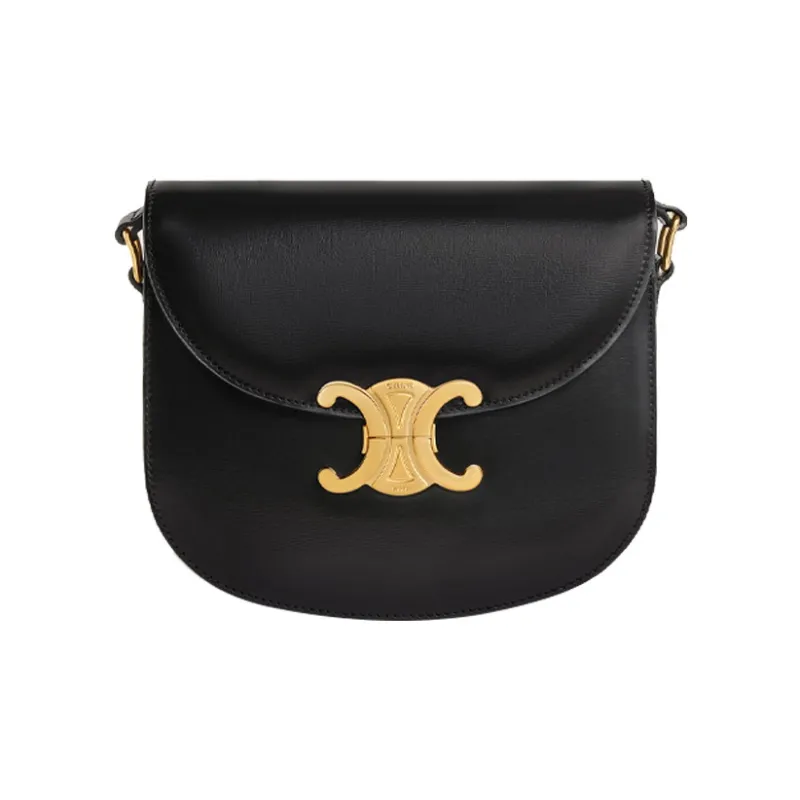 CELINE Besace Shiny Cow Leather Crossbody Bag Shoulder Bag Women's Black-0