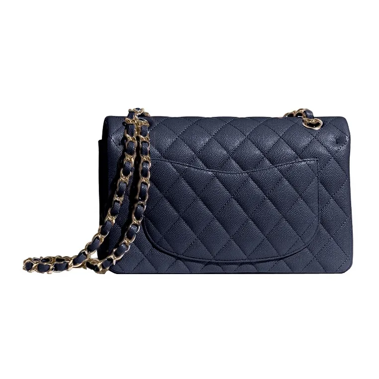 CHANEL Classic Flap CF Calfskin Chain Bag, Shoulder Bag Women's Dark Blue-2
