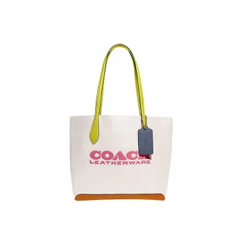 COACH Kia Cow Leather Tote Bag Shopping Bag Handbag Shoulder Bag Women's Chalk Multicolor